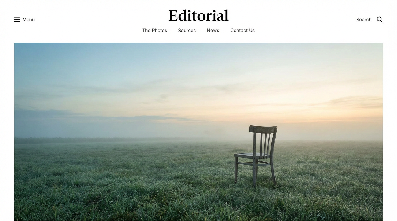 早朝の空き地に置かれた一脚の椅子と淡い朝靄、静寂の風景写真、人物は写らない